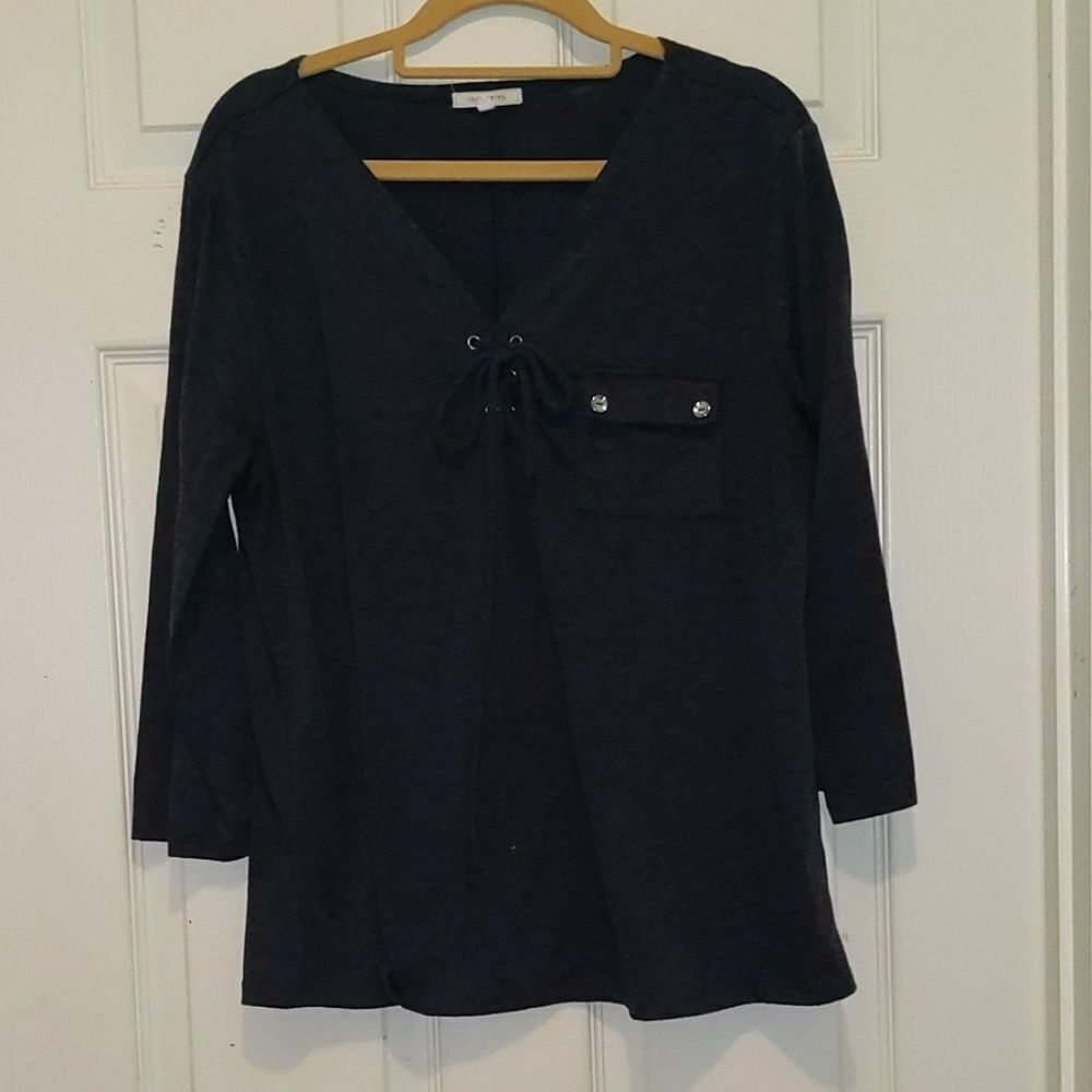 Ava James grayish blue top Sz XL